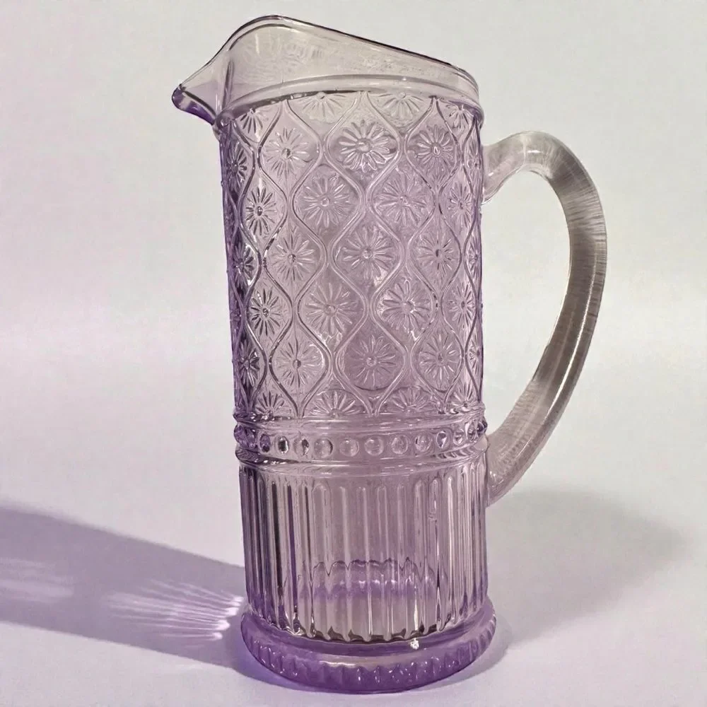 Godinger Clark Glass Beverage Pitcher Lavender Purple